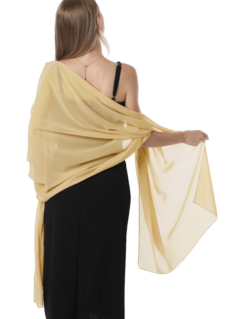Hotshawl شالات شيفون هوتشوال للفساتين المسائية للنساء، وشاح ناعم أنيق، وشاح زفاف، شال زفاف (ذهبي، مقاس واحد) - Image 1